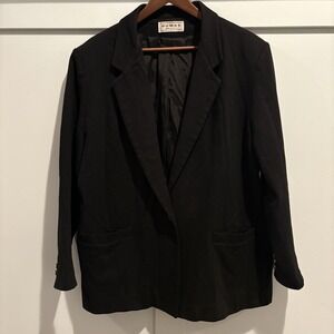 Vintage Dumas Blazer Womens XL‎ Black Long Line Crest Buttons Made USA